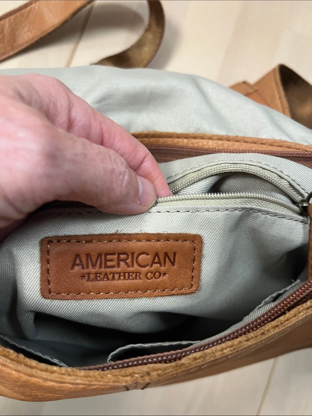 American Leather Co. Tan Light Brown Backpack Book Bag Purse - Picture 13 of 16